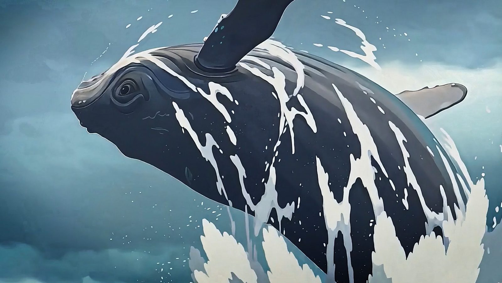 Animated whale breaching, from Dania's A.I.-assisted short